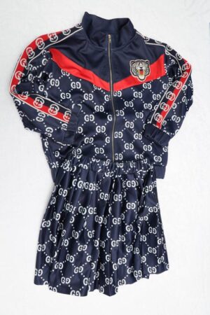 GG 2PC Jogger Skirt Set Dark Blue/Red