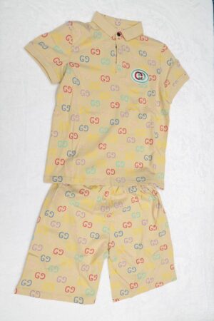 GG 2PC Short Set Tan/Multicolor
