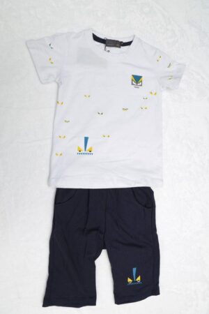 FF 2PC Short Set WHite/Dark Blue