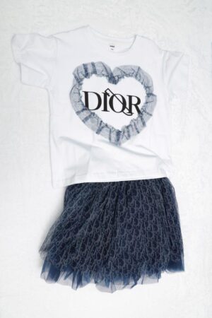 CD HEART Skirt Set Blue/WHite