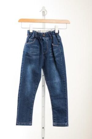Dark Blue Elastic Waist Jeans