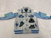 Patched Denim Bomber w/ Detachable Collar
